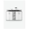 Avanti Trendstore [DORO] - Madia con 1 ripiano aperto, 3 cassetti e 4 ante a battente in laminato, disponibile in diversi colori, dimensioni: LAP 139x90x34 cm - Bianco / grigio - Legno laminato