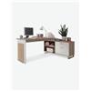 Avanti Trendstore [MALMO] - Scrivania ad angolo con comó integrato, in legno laminato di quercia Sonoma e bianco opaco. Dimensioni LAP scrivania 140x76x65 cm, comó 130x62x40 cm - Marrone chiaro / bianco - Legno laminato