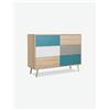 Avanti Trendstore [CALIOPE] - Comó in design scandinavo in legno laminato. Dimensioni LAP 120x87x40 cm - Bianco / grigio - Legno laminato