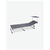 Avanti Trendstore [BEACH] - Lettino da giardino con parasole, pieghevole e con schienale regolabile, struttura in metallo, alluminio e plastica nera. Tessuto in rete traspirante di colore grigio, dimensioni LAP 189x29-105x60 cm - Grigio
