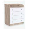 Avanti Trendstore [ELLY] - Fasciatoio in legno laminato con superficie pieghevole per il cambio del pannolino e 4 cassetti spaziosi. Disponibile in 2 colorazioni diverse. Dimensioni LAP 80,4x91,7x48 cm - Marrone chiaro / bianco - Legno laminato