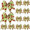 Jetec 12 fiocchi natalizi rossi e verdi, 15,2 cm, grandi, per ghirlande natalizie, elfi, albero di Natale, fiocchi ornamentali per ghirlande, feste di nozze (motivo glitterato)