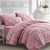 Ubauba Set di biancheria da letto con lenzuola per ragazze, 7 pezzi, con pieghe pizzicate, set di biancheria da letto con piumino, per tutte le stagioni (rosa, completo)