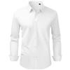 VEVOR Camicia da Uomo con Bottoni, a Maniche Lunghe Antipiega con Bottoni, Vestibilità Slim Fit in Tessuto Morbido ed Elasticizzato per Abbigliamento Casual o Formale da Lavoro, Bianco