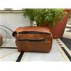 Originale Borsa da toeletta da viaggio vintage in pelle e tela kit antidroga da barba d...