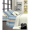 Vicino a Te Completo letto matrimoniale in flanella righe beige blu