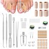 Fanxaolnes Kit per unghie incarnite, 32 pezzi professionali per la correzione delle unghie incarnite, incluso correttore in acciaio inossidabile e adesivi, sollievo dal dolore, per uso domestico
