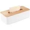 Esshogo Scatola per fazzoletti da trucco con rivestimento in legno di rovere, scatola per fazzoletti in legno, 21 x 13 x 9,5 cm, pratica scatola rettangolare in tessuto per uso commerciale