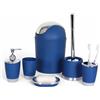 GMMH - Set di 6 accessori da bagno, con dispenser per sapone, porta saponetta e scopino per WC (blu scuro)