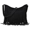 Dora & Liz Borsa a tracolla da donna alla moda, in pelle scamosciata, stile hippie, stile hippie, borsa a tracolla bohémien, nero, 14.2L x 3.9W x 10.3H