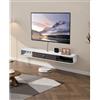 VEVOR Mobile TV Sospeso a Parete con Foro per Cavi, Console Televisiva Galleggiante con Spazio di Archiviazione per Lettore DVD, Console di Gioco, Capacità di Carico 52 kg Bianco, Lunghezza 140 cm