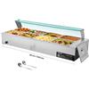 VEVOR Scaldavivande Commerciale, Scaldavivande Elettrico in Acciaio Inox da 1700 W con Coperchio in Vetro, Bagnomaria da Banco a 8 Teglie, con Mestoli per Zuppa e Forati, per Ristoranti