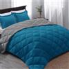 Basic Beyond Set copripiumino per letto queen size, reversibile, per tutte le stagioni, colore blu/grigio antracite, 1 piumino (223,5 x 233,7 cm) e 2 federe (50,8 x 66 cm + 5,1 cm)