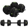 SPORTNOW Set 2 in 1 con 2 Manubri Convertibili in Bilanciere, Peso Totale 25 kg e Dischi Pesi Regolabili, Nero | Aosom Italy