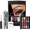EONFAVE Set per trucco, da donna e ragazza, con palette di ombretti, eyeliner, matita per sopracciglia, mascara, stencil e pennello per ombretto