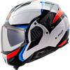 LS2, Casco Moto Modulare ADVANT II TRIPLE White Blue Red, XXL