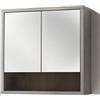 Composad | Specchiera della Linea LAFABRICA con 2 Ante, Pensile Bagno, Specchiera Bagno, Specchiera Pensile, (LxAxP) 69,9x68,8x22 cm, Colore Rovere e Cemento, Made in Italy