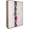 Composad | Libreria Con 2 Ante e 5 vani Aperti Della Linea LAPIS, Moderna e Spaziosa, Per ufficio o Soggiorno, (LxAxP) 129,7x189,2x35,3 cm, Colore Noce Brera e Cashmere, Made In Italy