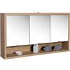 Composad | Specchiera Pensile della Linea LADAMA con 3 Ante 1 Vano e Illuminazione, Specchio Bagno con Ante e Contenitore, (LxAxP) 123,20x69,80x22 cm, Colore Rovere Mielato, Made in Italy