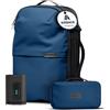 Airback Zaino Sottovuoto Viaggio con Pompa - 22-48L, con Borsa da Toilette, Zaino Bagaglio a Mano con Sottovuoto per Cabina, Zaino Viaggio Leggero, Espandibile, Comodo e Resistente All'acqua, Blu