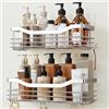 Orimade Acciaio inossidabile SUS304 - Porta doccia con 5 ganci per bagno, cestello per WC, cucina Spice Rack in acciaio SUS304, senza foratura, 2 confezioni