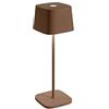 Zafferano, Lampada Ofelia, Lampada da Tavolo Ricaricabile e Senza Fili con Controllo Touch, Utilizzabile anche come Lampada da Esterni, Dimmer, 2700-3000 K, Altezza 29 cm, Colore Corten