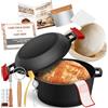 NZQXJXZ Pentola in ghisa olandese per cuocere il pane, 26 cm con banneton, cestino per la fermentazione, per il pane e il pane 2 in 1, con coperchio
