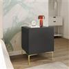 DEGHI Comodino 45x55h cm antracite con anta reversibile soft close e piedi in metallo oro - Judith