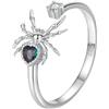 Qings Anello Regolabile da Donna Teschio Scorpion Ragno Croce in Argento Sterling 925 Anello Aperto Mano di Scheletro con Ziconia per Donna Uomo