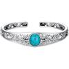 DOLIOX Bracciale in argento Sterling con fiore vintage turchese autentico, braccialetto regolabile bohemien da donna gioielli nativi americani per le donne adatto per 16,5 17,8 17,8 19,1 cm, Talla