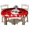Treer-shop Treers Tovaglia Rotonda in Poliestere Impermeabile con Bordo Elastico, Stampa 3D Natalizia Decorazione Moderna Lavabile Copritavolo Decorazioni per La Casa Feste di Natale (Fiocco di neve rosso,120cm)