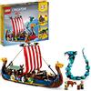 LEGO Creator 3 in 1 Nave Vichinga e Jörmungandr, Casa Giocattolo Apribile, Drago e Lupo Snodabili da Costruire, Giochi per Bambini e Bambine, Idee Regalo di Compleanno 31132