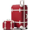 Urecity Set di 4 valigie da viaggio vintage in pelle, leggere, stile retrò, con lucchetto TSA e 8 ruote (S-M-L-XL), Colore: rosso, S(14)+L(28), Stile vintage