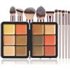 JasCherry Palette Trucco 12 Colori Professionale con 10 Pennelli Champagne Set Ombretti, Blush e Contorno Viso Kit Makeup Completo Vegan & Portatile per Occhi e Viso