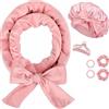 mobumeia Ferro Arricciacapelli Senza Calore, Set di Bigodini per Capelli e Cuffia, Bigodini per Styling Capelli, Fascia Morbida Curler Arricciacapelli per Capelli Medi Lunghi (Rosa, Large)