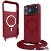 VAVAVOOMY Cover Compatible con iPhone 17 Pro Max rimovibile custodia in silicone,Custodia con Regolabile Collana per Cordino Collana Rosso