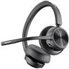 Poly - Cuffia wireless Voyager 4320 UC con base di ricarica - Cuffia con microfono ad asta - Si collega a PC/Mac con adattatore Bluetooth USB-A e al cellulare via Bluetooth