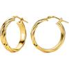 Miore Orecchini Donna Argento Sterling 925 Placcato Oro 18K, Orecchini a Cerchio Dorati Materici con Intreccio 20mm, Gioielli da Donna Made in Italy, con Custodia Portagioie