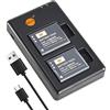 DSTE 2PCS LI-90B LI-92B (2000mAh/3.7V) Batteria Caricatore Compatibile per Olympus SH-1, SH-50, iHS SH-60, SP-100, SP-100EE, TG-1, TG-2, TG-3