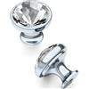 FURNIWARE 10 pezzi di pomelli per mobili in vetro, pomelli per armadi in cromo, pomelli per cucina in diamante 34,2 mm, moderni pomelli per cassetti in argento, pomelli per armadi, tiratore per porta