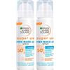 Garnier Ambre Solaire Super UV Over Make-Up Spray Protezione Solare Molto Alta SPF 50+ Raggi UVB UVA e UVA Lunghi Protegge la Pelle e Fissa il Make Up Finish Invisibile Vitamina E - 2 Flaconi da 75ml