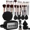 Generic Kit di pennelli da trucco sintetici, morbidi, strumenti di bellezza, set da 47 pezzi con fondotinta e custodia per il trasporto, kit cosmetico completo per donne nere, uso all'aperto, viaggi, ritocchi