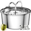 DOOOB Fontanella per Gatti Acciaio, 3.2L/108oz Fontana per Gatti | Automatico Fontanella Gatto Acciaio con Pompa Ultra Silenziosa, Fontanella per Gatti con 1 Filtro e 1 Spugna