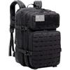 FANSU 55L Zaino Militare Attacco Tattico Molle Trekking Zaino Tasche Nylon ad Alta capacità, Fansu Zaino per Campeggio, Assalto, Escursionismo, Patrol Camping (55L,Nero)