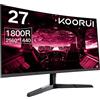 KOORUI Monitor da gioco 27 pollici, schermo 1800R 2560X1440 (QHD), 144HZ (n8t)
