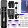 Dragonhawk Fold Pro Kit Macchina per Tatuaggi Senza Fili con 2 Batterie - 7 Stroke Length (2.4-4.2mm) - 20 Aghi per Tatuaggi per Liner and Shading
