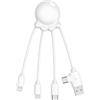 Xoopar Octopus - Cavo Multi 4 in 1 - Caricatore Universale in Plastica Riciclata Ocean - Spine USB, USB-C, Lightning, Micro USB - Compatibile Con Tutti Gli Smartphone - OBP Bianco