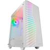 Mars Gaming MARSGAMING MC-VOLT, Case Gaming ATX, Ventola ARGB 120mm, Griglia Frontale ARGB, Finestra Laterale in Vetro Temperato, Gestione del Cablaggio, Semitower PC con Supporto Raffreddamento a Liquido, Bianco