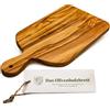 Das Olivenholzbrett, Tagliere Trita Erbe con Manico, Rettangolare Con Angoli Arrotondati - 25cm