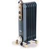 Ariete 8250 Radiatore a olio Vintage, 7 elementi riscaldanti, 1500W, 3 livelli di potenza, Maniglia e ruote per facile trasporto, Celeste